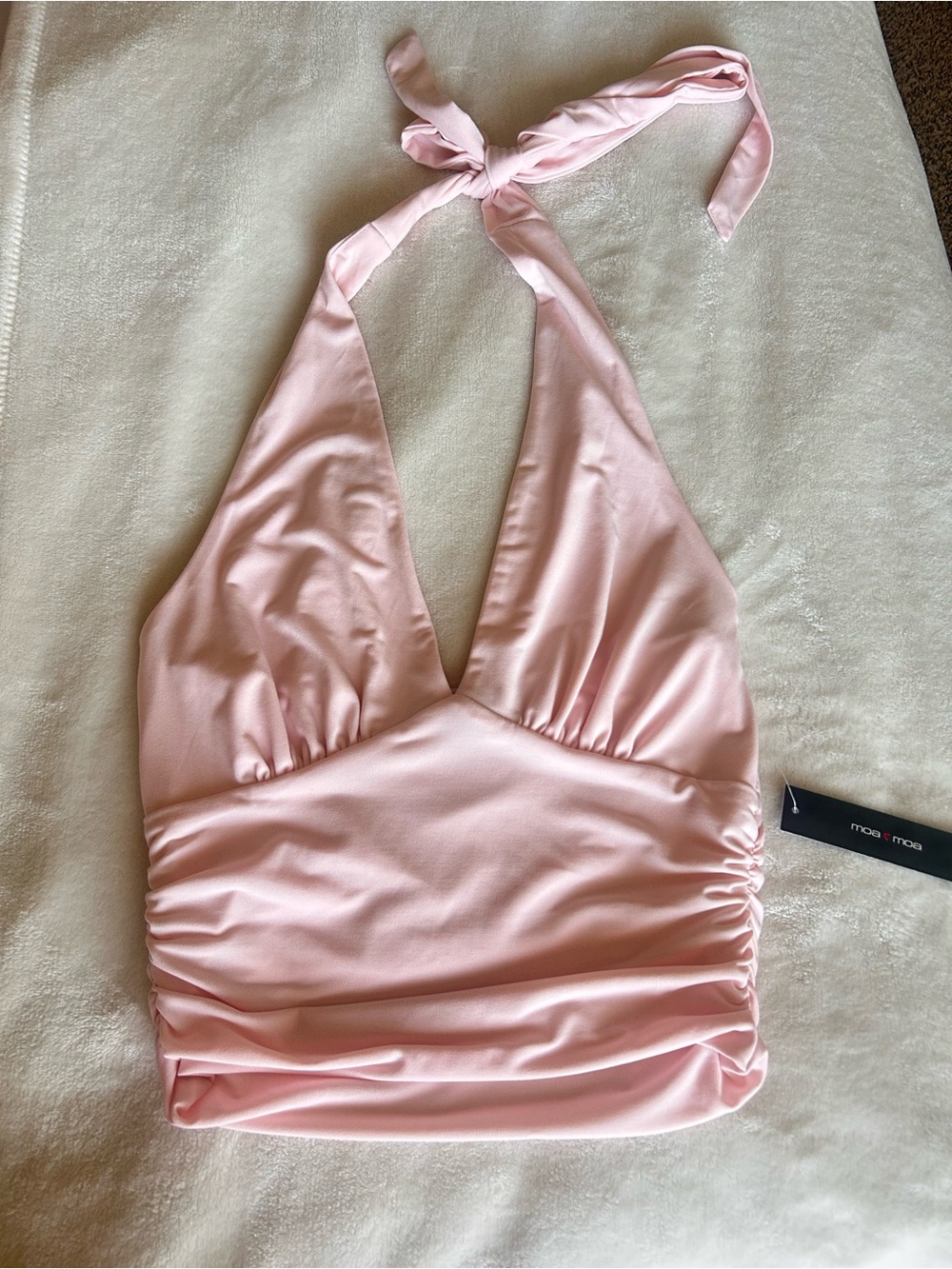 Moa Moa Soft Pink Halter Bandeau Tankini Top